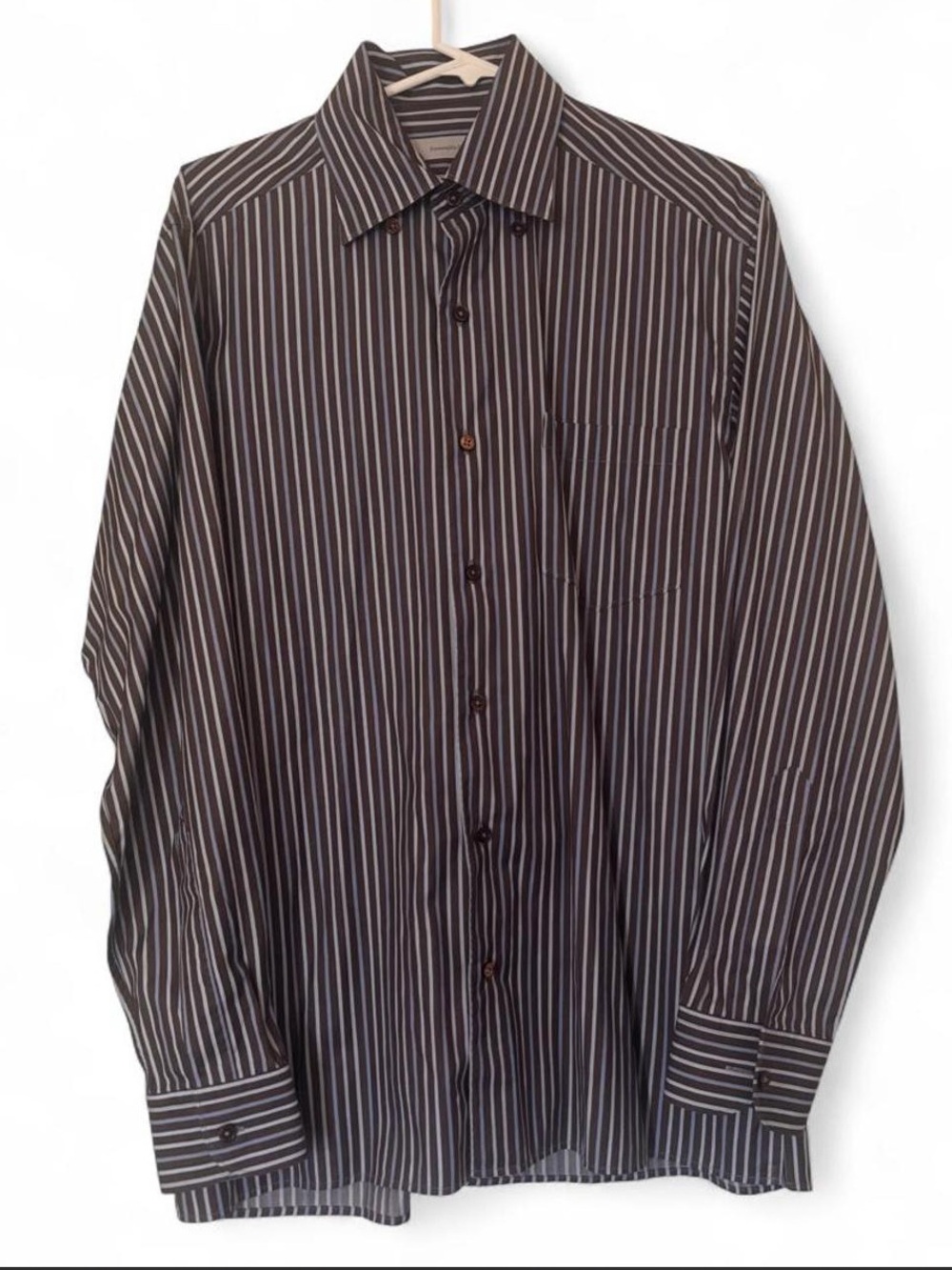 Ermenegildo Zegna luxury button-down shirt. Hidden-button collar.